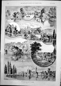 Antique Print Views Thames Kingston Oxford Swain Wilson Castle Church 1891 19th