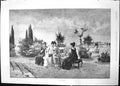 Old Garland H Rasey Four Ladies Bench Garden Palm Trees Flowers 1891 Victorian