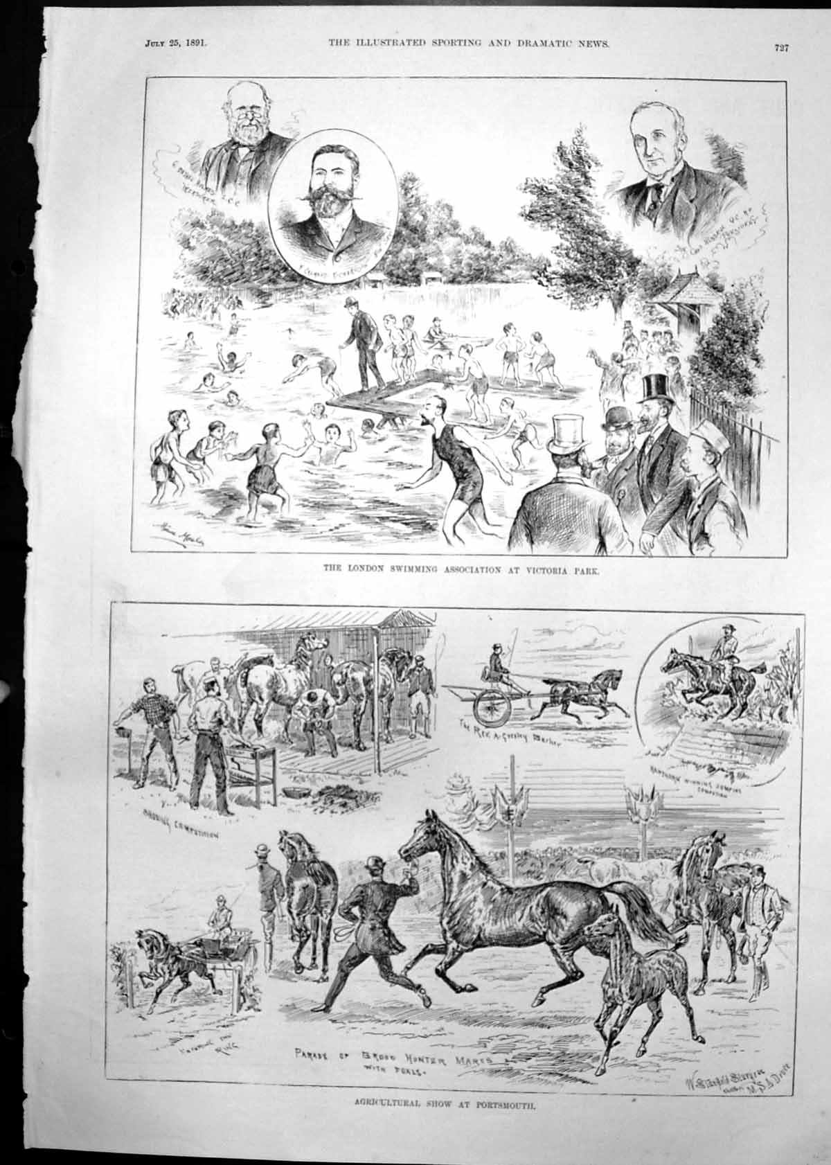 Old Print Agricultural Show Portsmouth London Swimming Assoc Victoria1891 19th