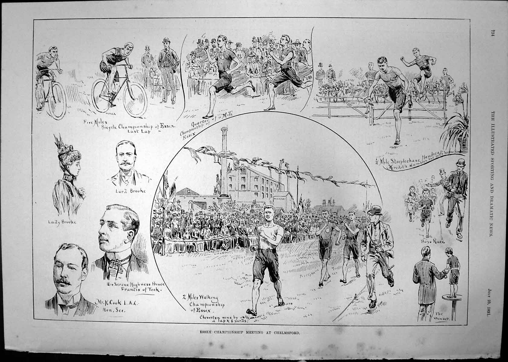 Old Essex Championship Meeting Chelmsford Lady Brooke Cheverton 1891 Victorian