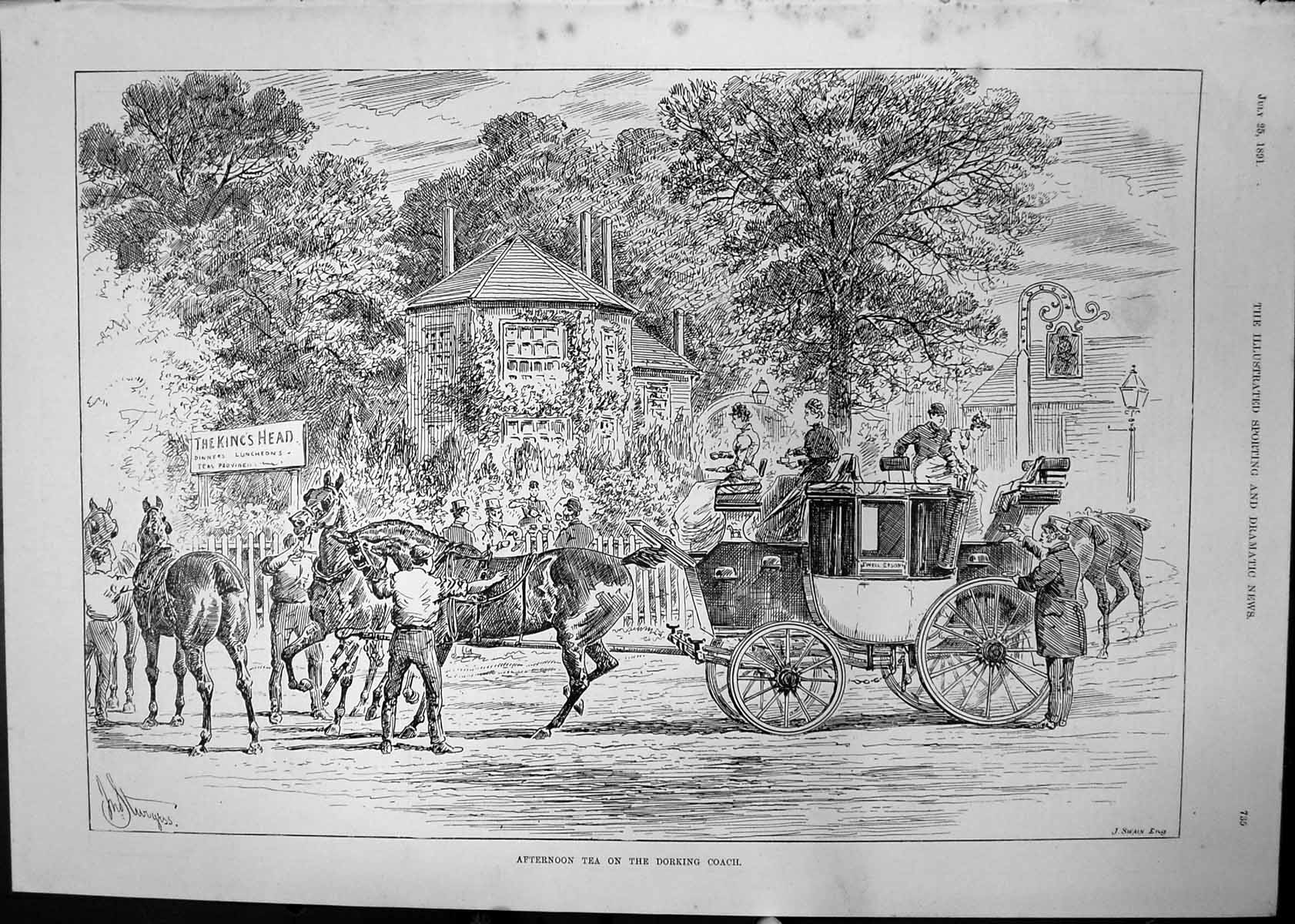 Old Afternoon Tea Dorking Coach Mersey New Brighton Sailing Match1891 Victorian