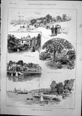 Antique Old Print Hamlet Lodge Cowes Lord Dorchester Green Garden Yachts 1891