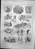 Antique Old Print Mr Singleton Out Town Thames Richmond Hampton Court 1891 19th