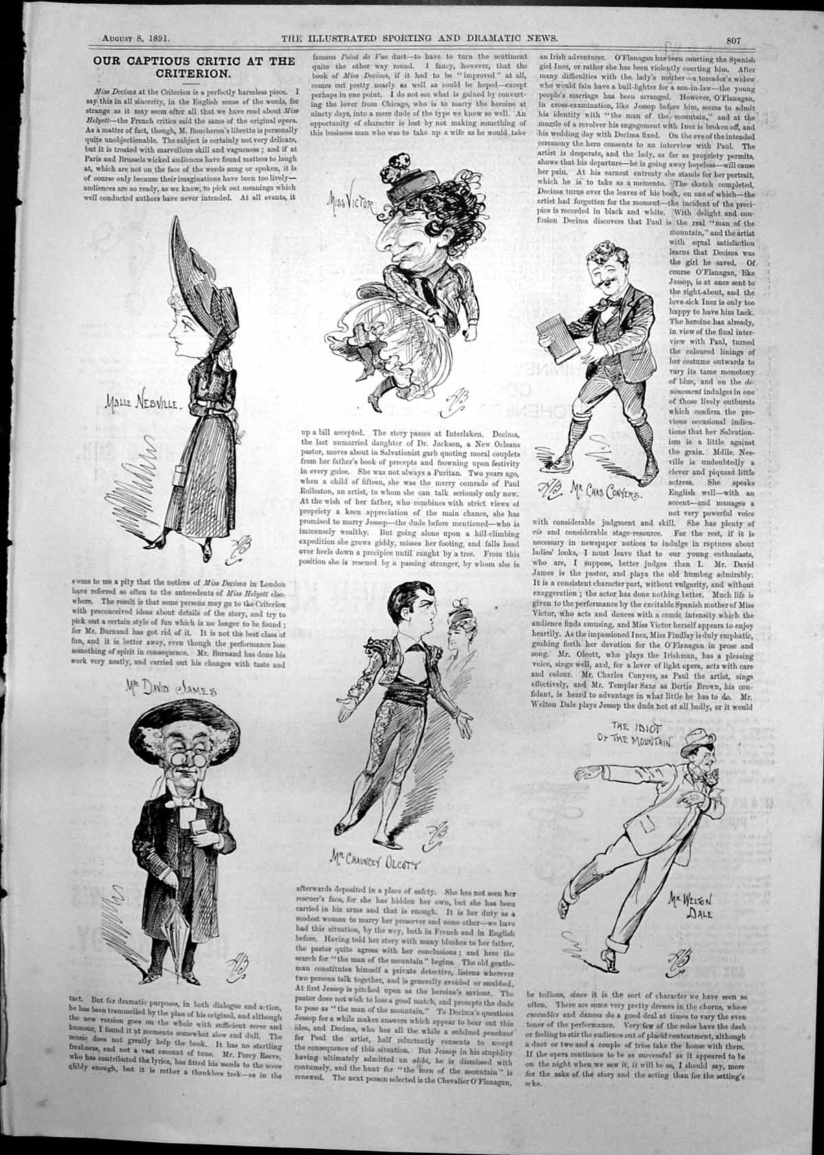 Old Captious Critic Criterion Miss Dccima David James Mdlle Nesville