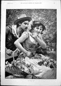 Antique Print No Thank You Andrette Man Kiss Anglian Boat Club Regatta 1891