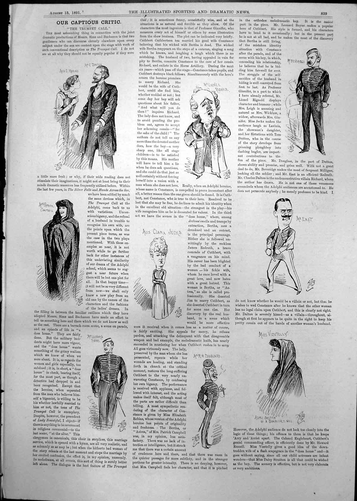 Old Captious Critic Trumpet Call Miss Robins C Dalton Clara Secks 189 Victorian