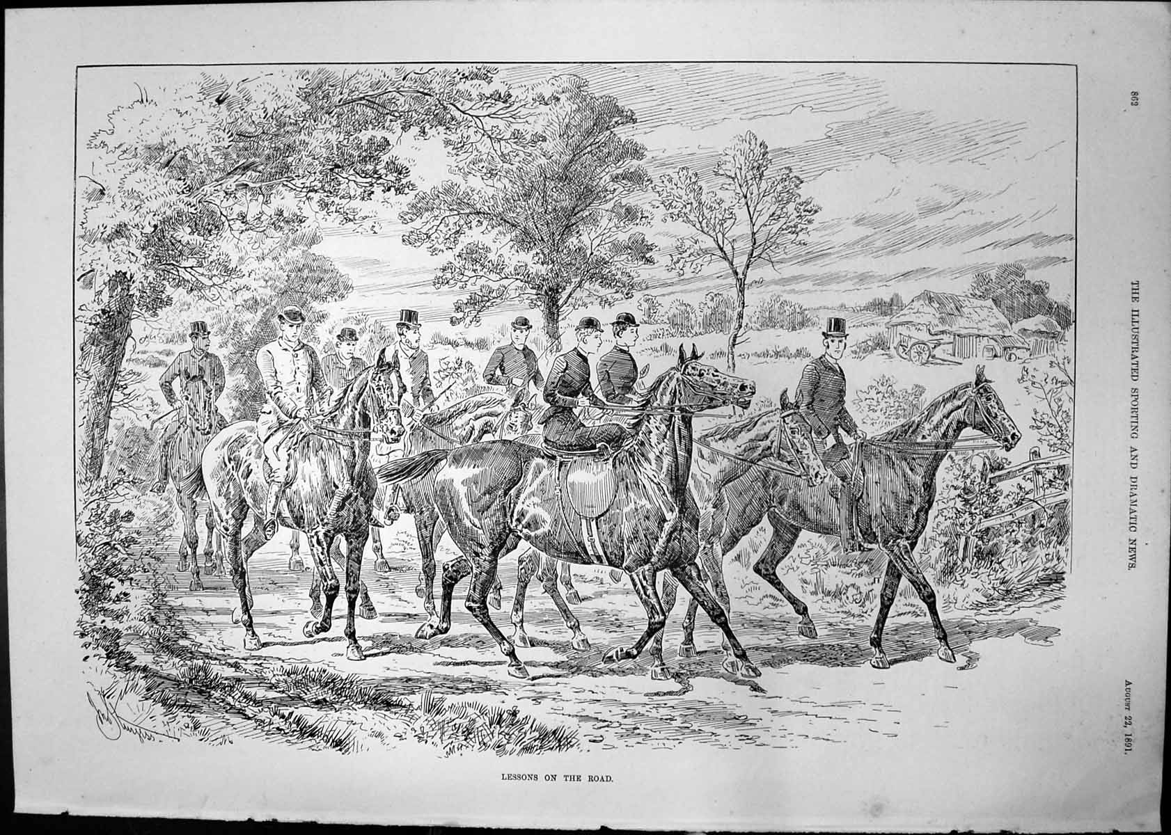 Antique Print Lessons On Road Horses J Sturgess Late Mr Louis Vincent 1891 19th