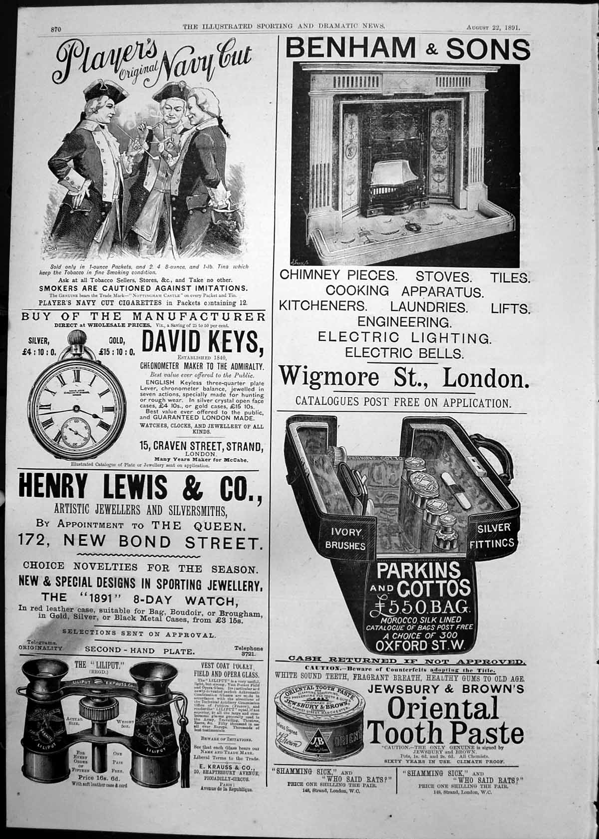 Old Players Navy Cut Cigarettes Jewsbury Brown Oriental Toothpaste189 Victorian