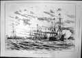 Old Print French Fleet Spithead Devon Somerset Staghounds Cloutsham 1891 19th