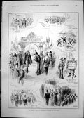 Antique Old Print French Fleet Portsmouth Sketches Town Southsea Common 1891
