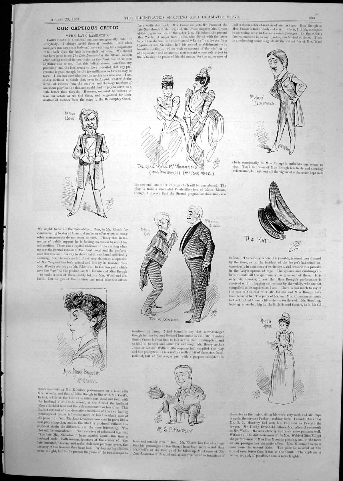 Old Captious Critic Late Lamented Willie Edouin Mrs Crosse Eva Moore1 20th
