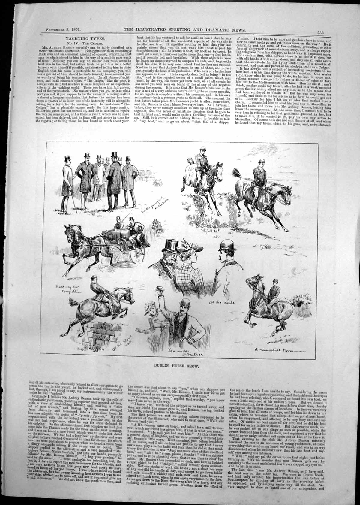 Antique Old Print Dublin Horse Show Jumping Enclosure Hackney Competitor 1891