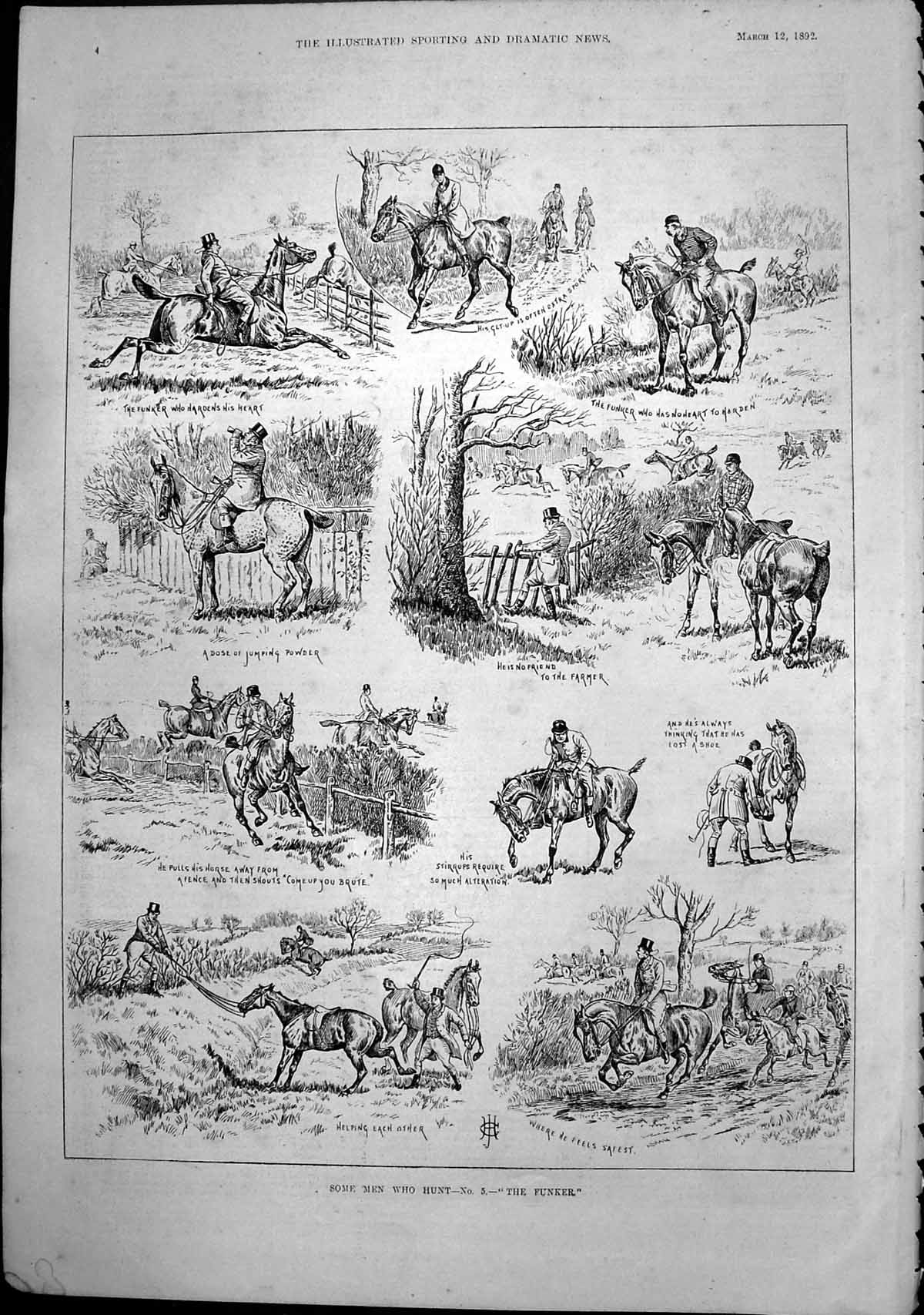 Antique Old Print Some Men Who Hunt Funker No Friend Farmer Feels Safest 1892