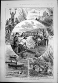 Old Print Trips With Professional Fishermen Pilchard Seining J Swain 1892 19th
