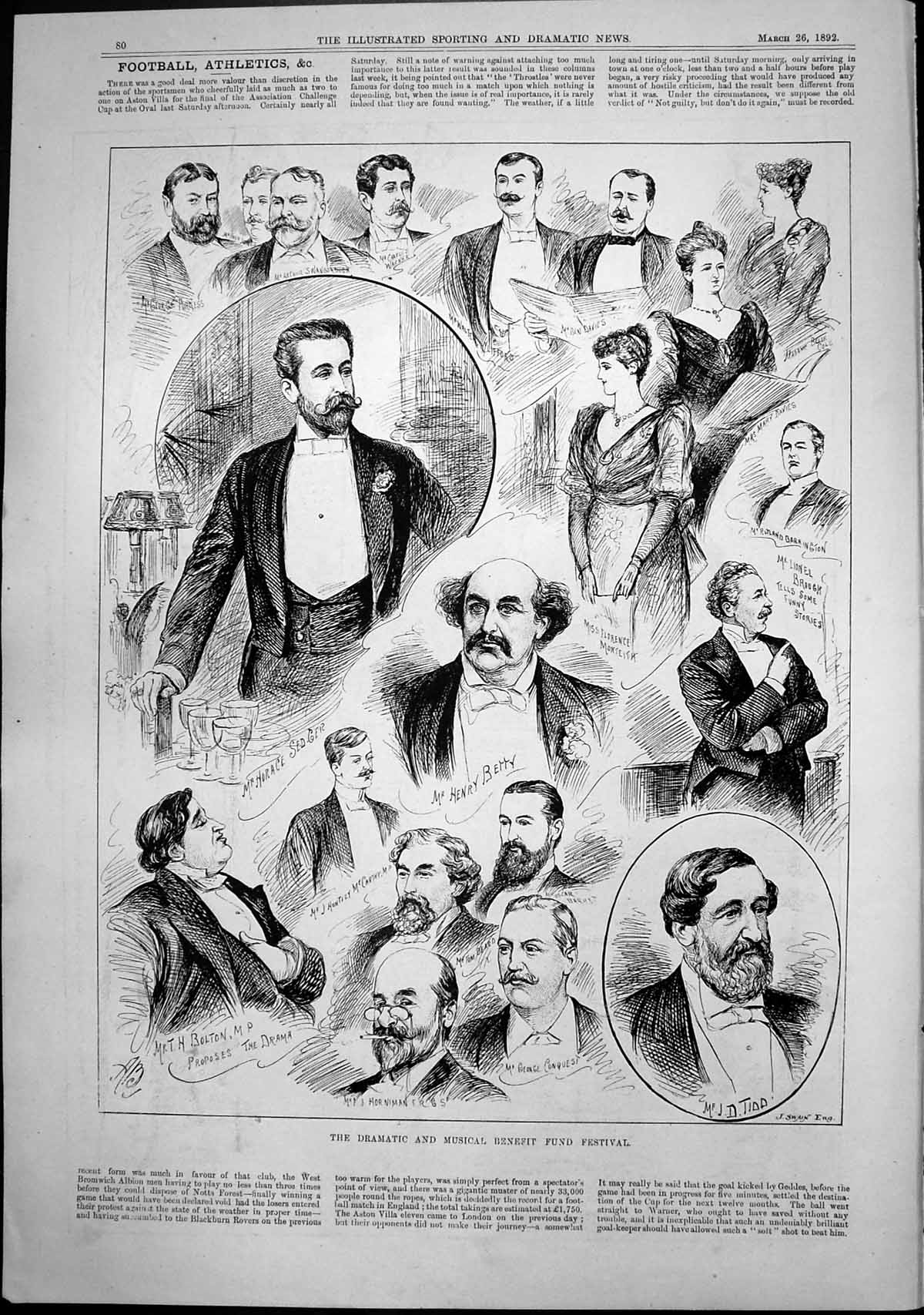 Old Print Dramatic Musical Benefit Fund Festival Mr A Goring Thomas 1892 19th