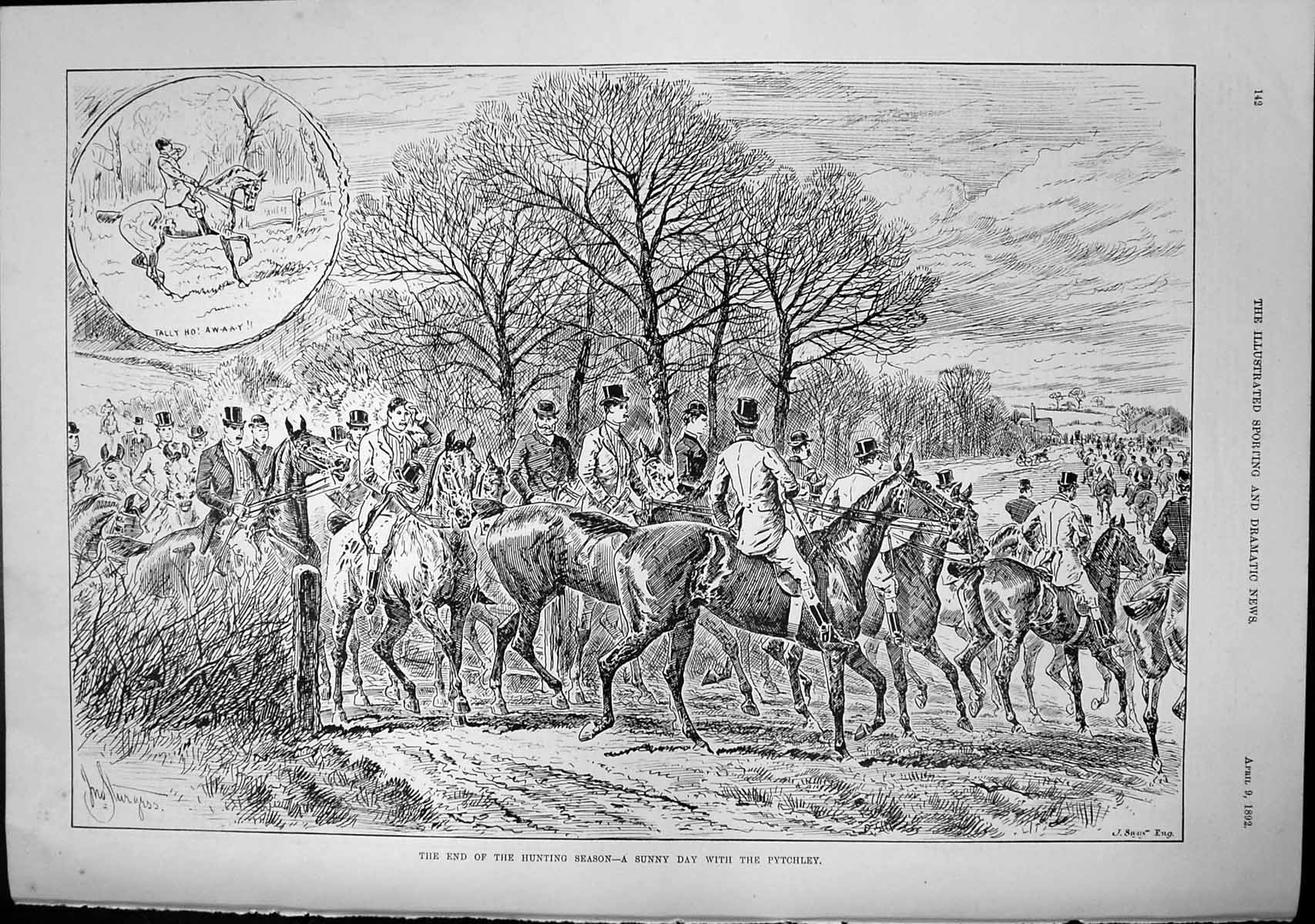 Antique Old Print End Hunting Season Sunny Day With Pytchley J Sturgess 1892