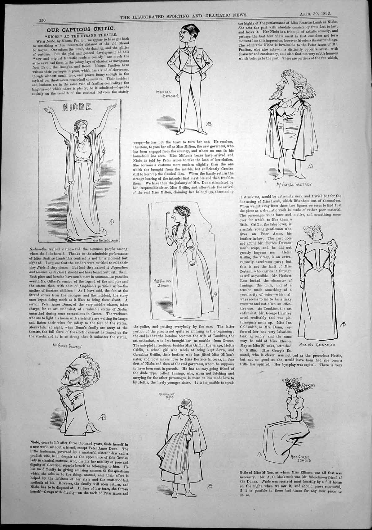 Old Captious Critic Niobe Strand Theatre Harry Paulton Herbert Ross