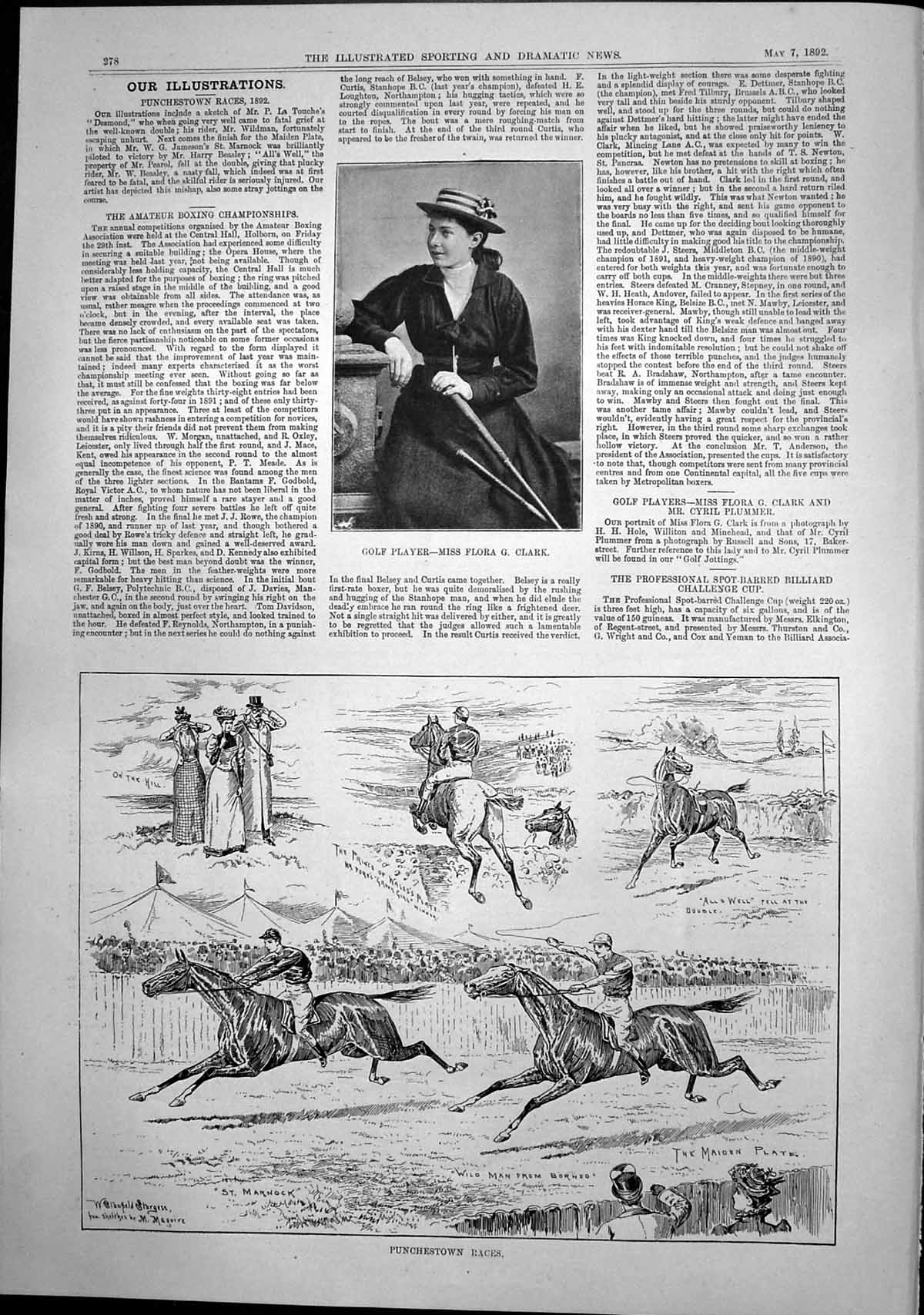 Old Golf Player Miss Flora Clark Punchestown Races Maiden Plate 1892 Victorian
