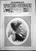 Antique Old Print Portrait Madame Belle Cole Woman Curly Hair Earrings 1892