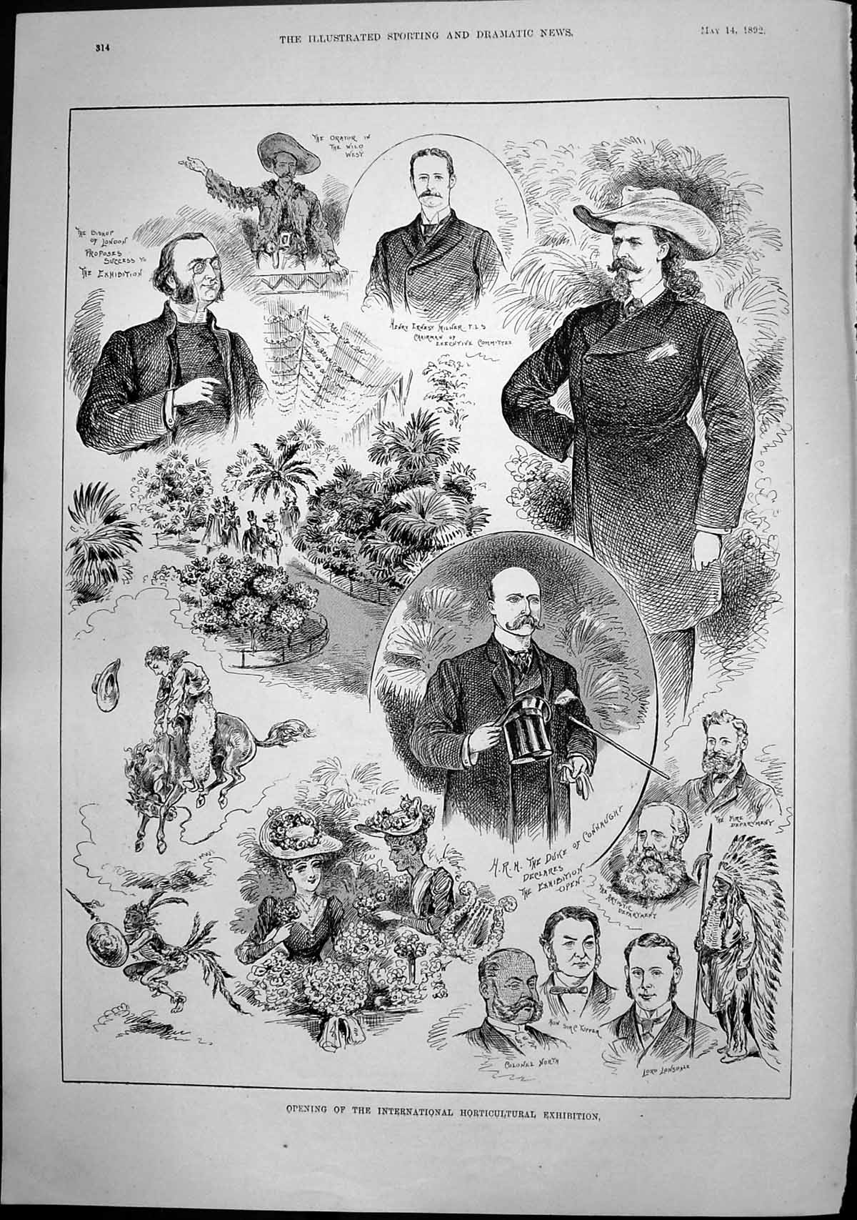 Antique Print Horticultural Exhibition Yorkshire Men Freemasons Tavern 1892
