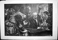 Original Old Antique Print War Time Levy Examining Coins Bag Table 1892 19th