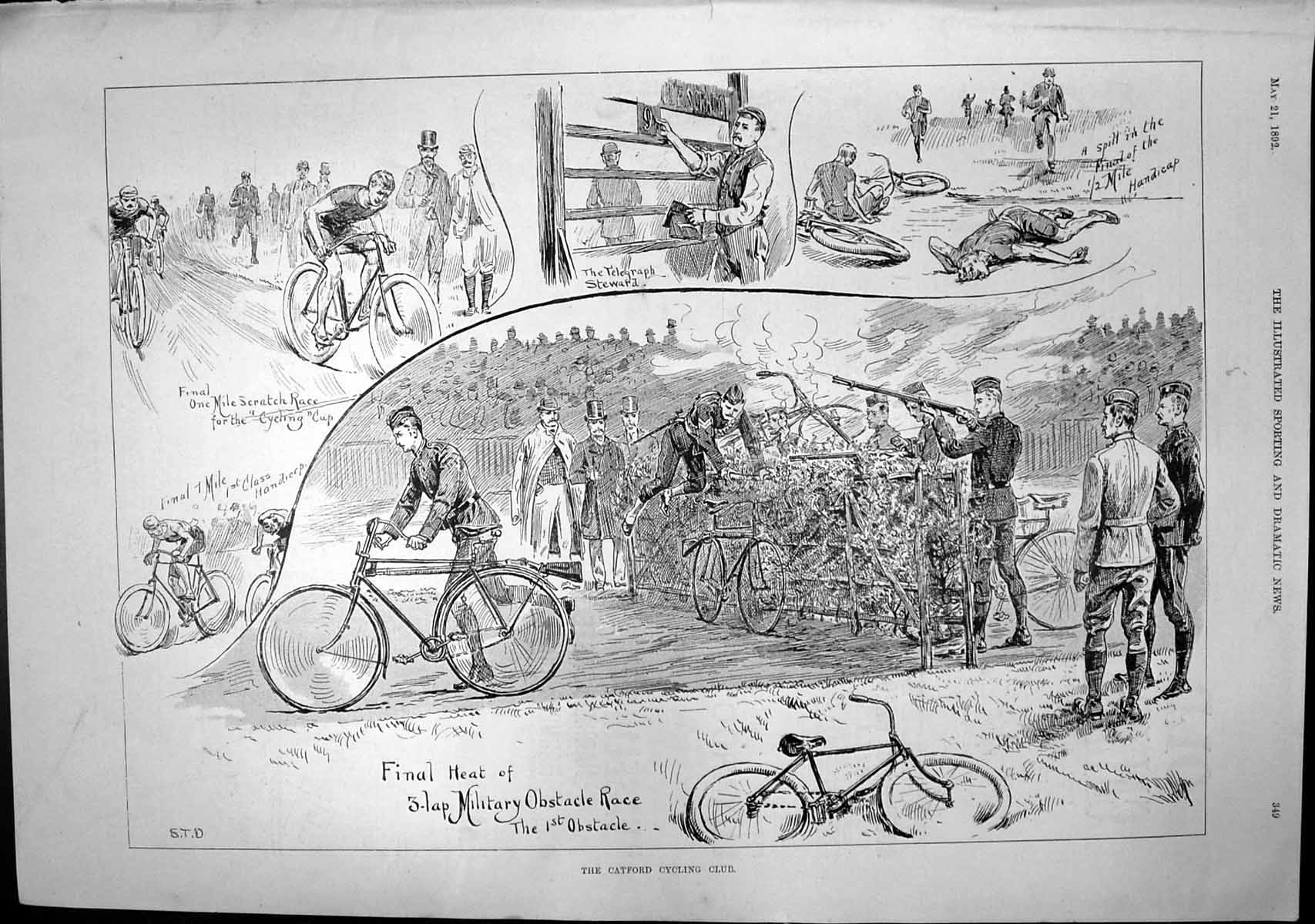 Old Final HeatLap Military Obstacle Race Scratch Race Cycling 1892