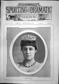 Original Old Antique Print Sport Drama Owner Milford Portrait Woman Crown 1892