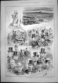 Antique Old Print On Course J Swain Some Well Known Faces Luncheon Hour 1892