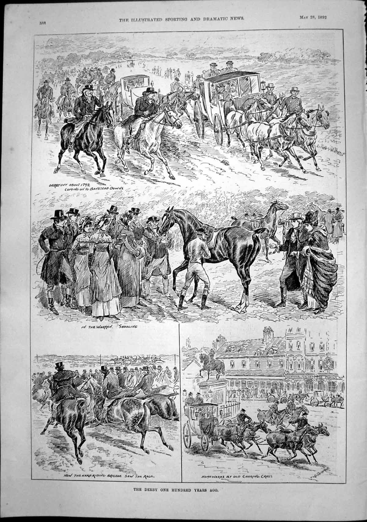 Antique Print Derby One Hundred Years Ago Banstead Downs Charing Cross 1892