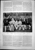 Old Print Cricket Teams Lord Sheffields Read Lohmann Sharp Mcgregor 1892 19th