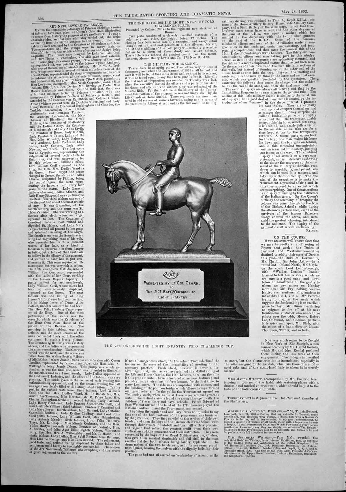 Antique Old Print Oxford Light Infantry Polo Cup Royal Thames Yacht Club 1892