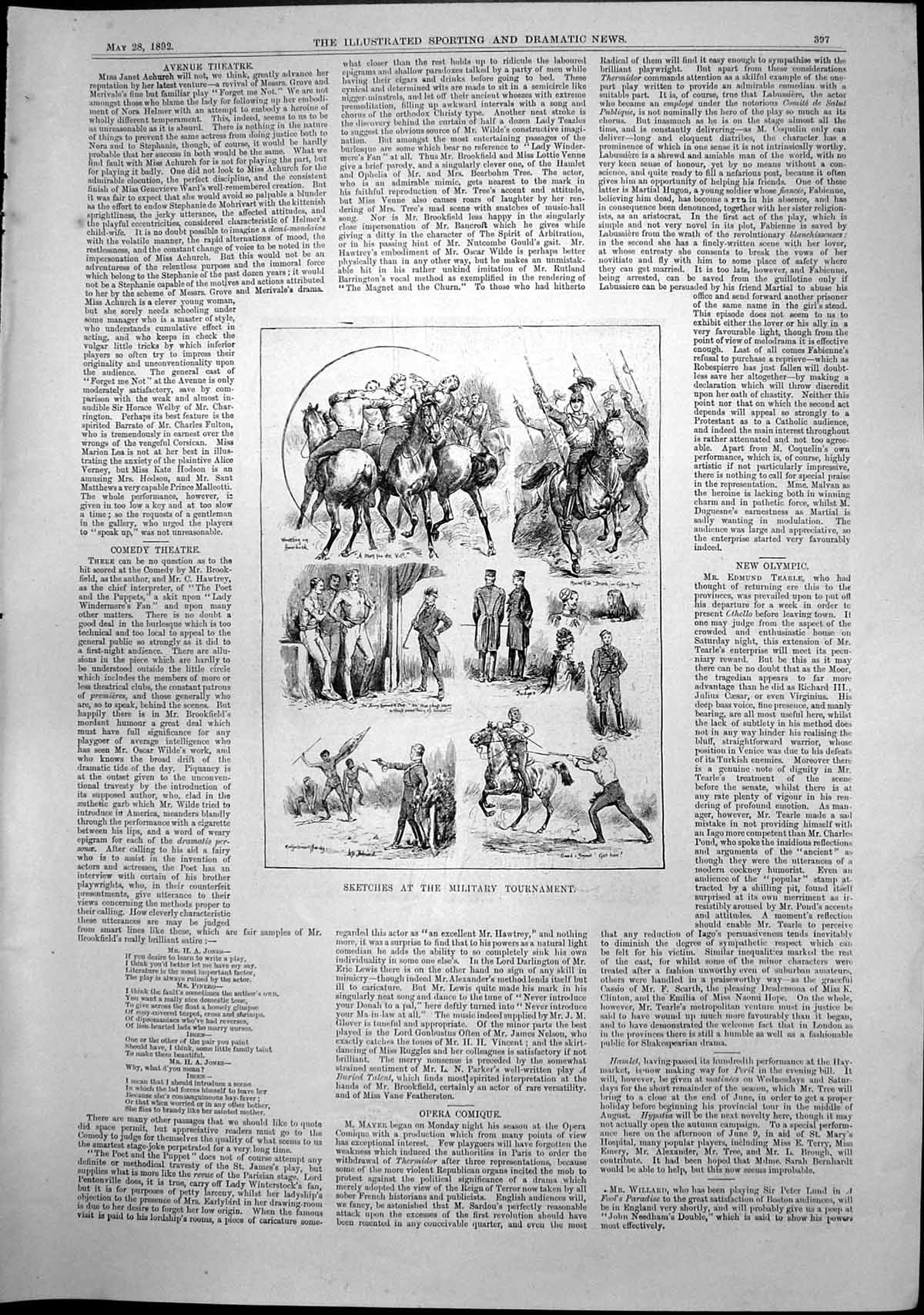 Antique Print Military Tournament Captious Critic Nydia Crystal Palace 1892
