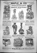 Old Print Maple Co Furnishing Royal Bonn Ware Chair Tables Bookcase 1892 19th