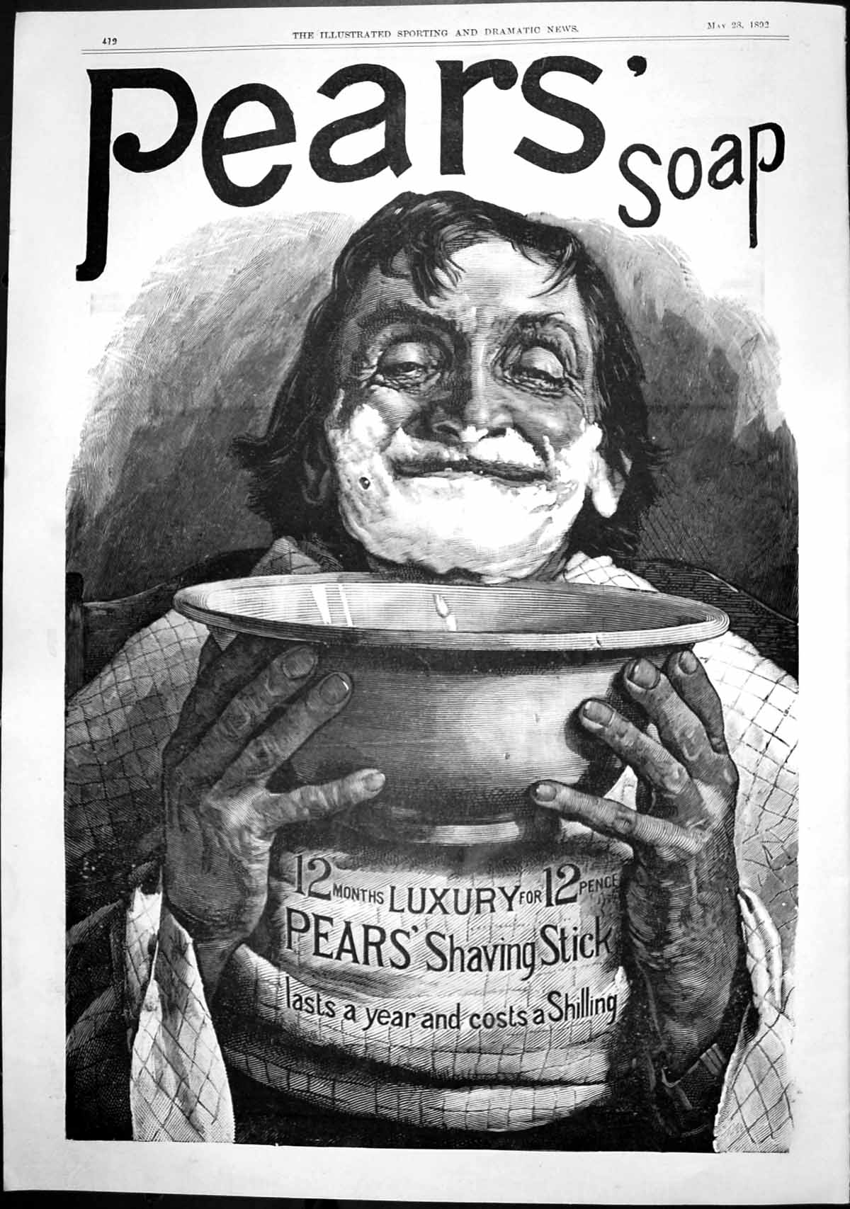 Old Print Pears Soap Parisian Diamond Co St Jacobs Oil Sprains Aches 1892 19th
