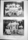 Old Print Cricket Teams Mcc Team Against Derbyshire Derbyshire Team 1892 19th