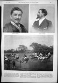 Old Print Polo Match Burderop H Bemberg P Plancon Critic Earls Court 1892 19th