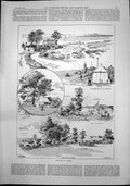 Antique Print Sketches Bisley Firing Point Otter Hunting West Norfolk 1892 19th
