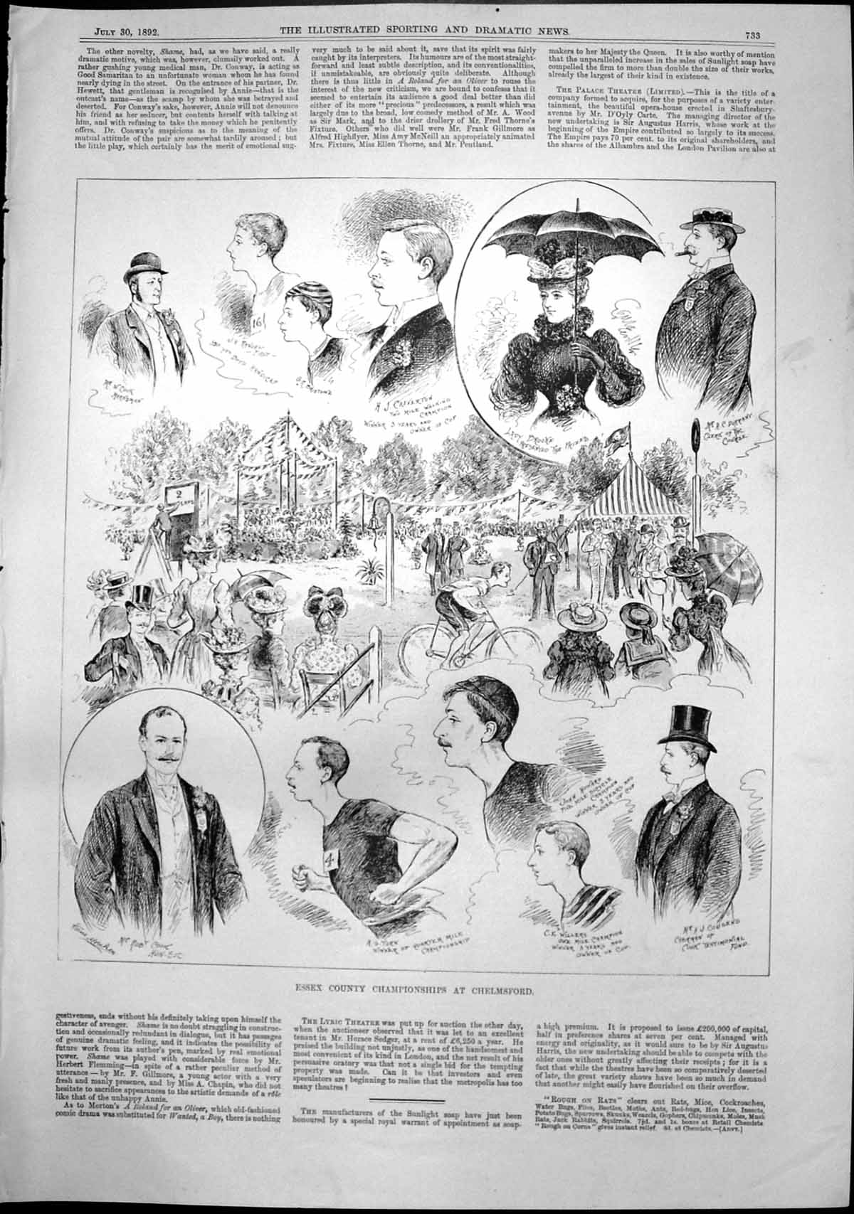 Antique Print Essex County Championships Chelmsford Lady Brooke Prizes 1892