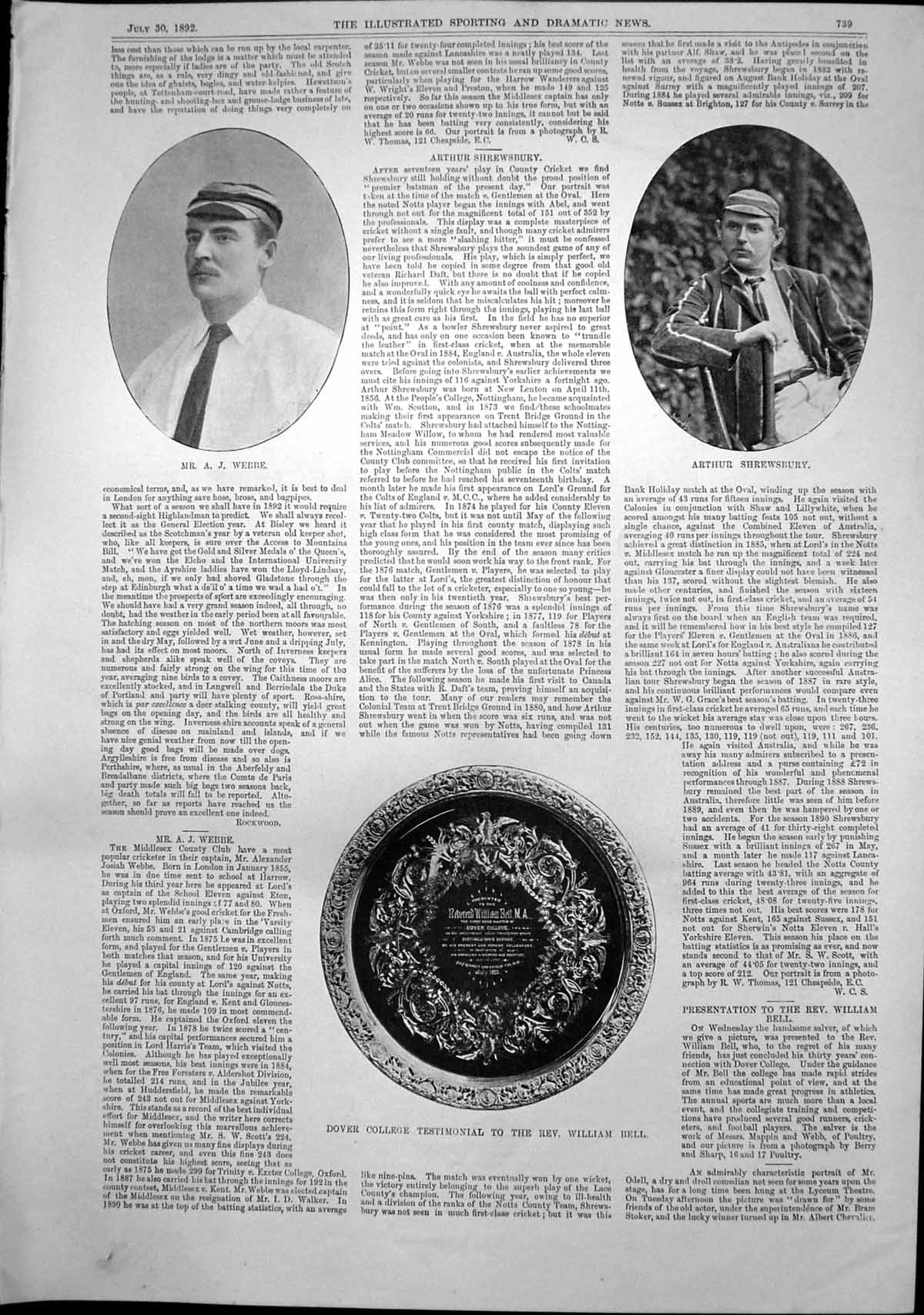 Old A Webbe Arthur Shrewsbury Captious Critic Triple Bill Court 1892 Victorian