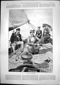 Antique Print Yachting On Coast Sailor Three Ladies Onboard Binoculars 1892