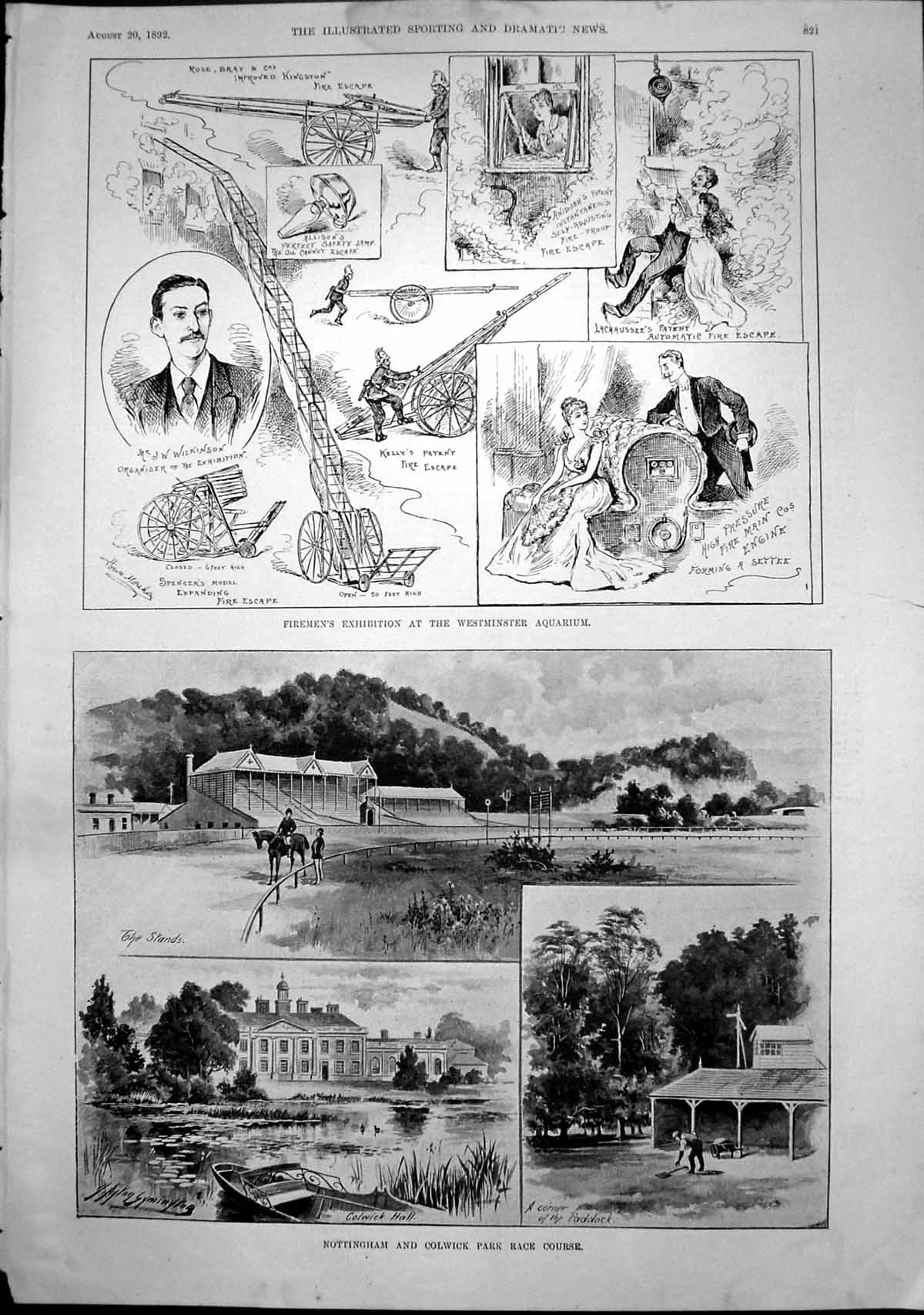 Old Notts Colwick Park Race Course Firemens Exhibition Aquarium 1892 Victorian