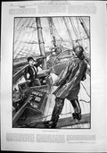 Antique Print Cruising Roughing It Lady Appears Below Deck Boat Storm 1892 19th