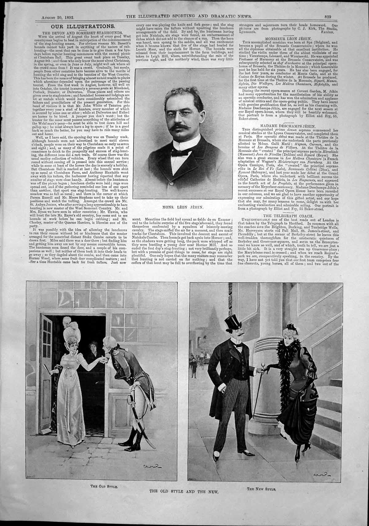 Original Old Antique Print Style New Lady Gent Fashions Mons Leon Jehin 1892