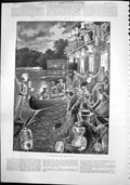 Old Lantern Fete Thames People Boarding Boats Decorated Lanterns 1892 Victorian