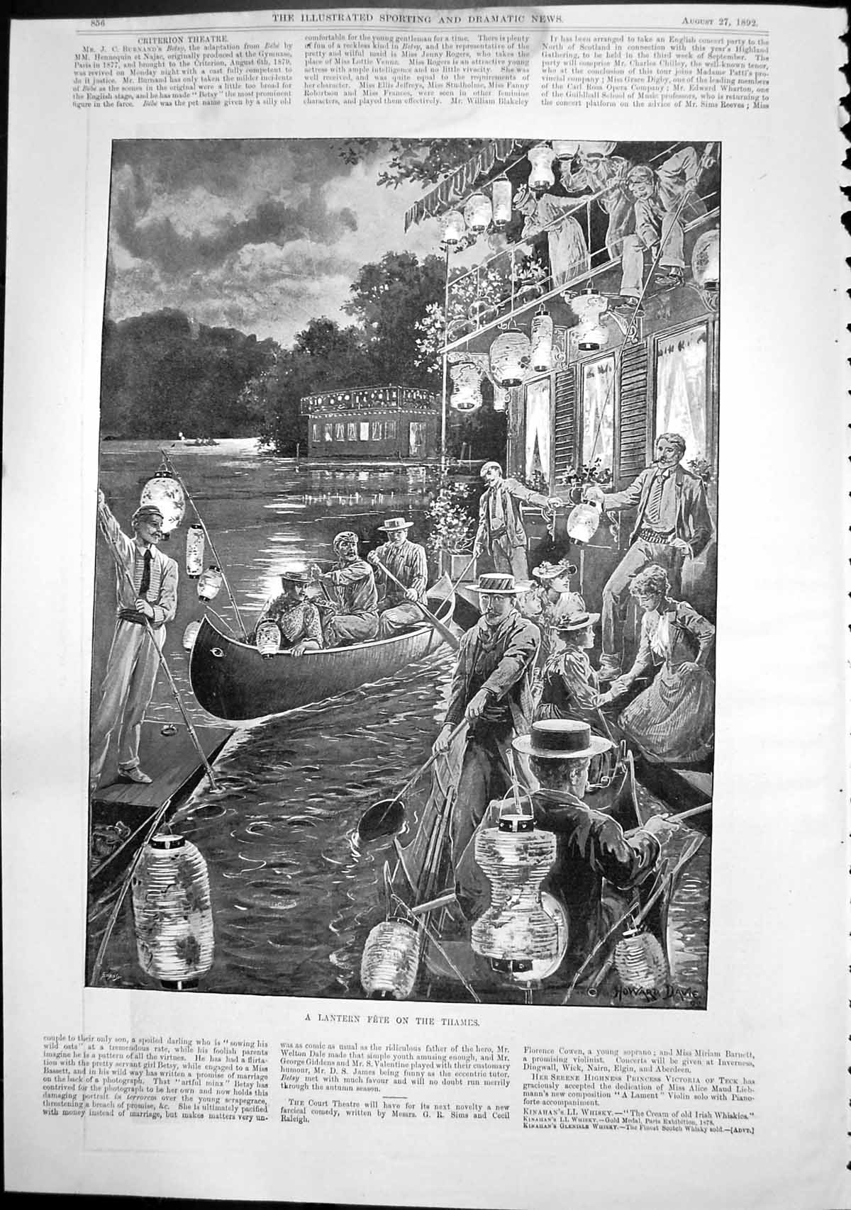 Old Lantern Fete Thames People Boarding Boats Decorated Lanterns 1892 Victorian