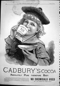 Original Old Antique Print Cadburys Cocoa Absolutely Pure Therefore Best 1892