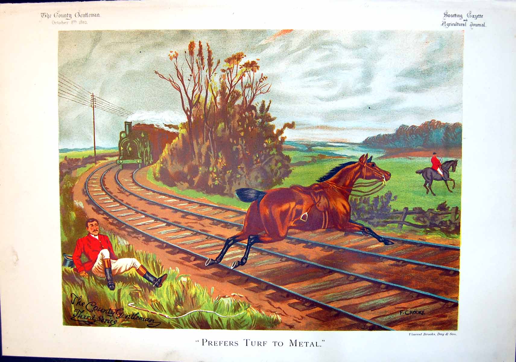 Old Country Gentleman F Crooke Prefers Turf To Metal Horse Train 1892 Victorian
