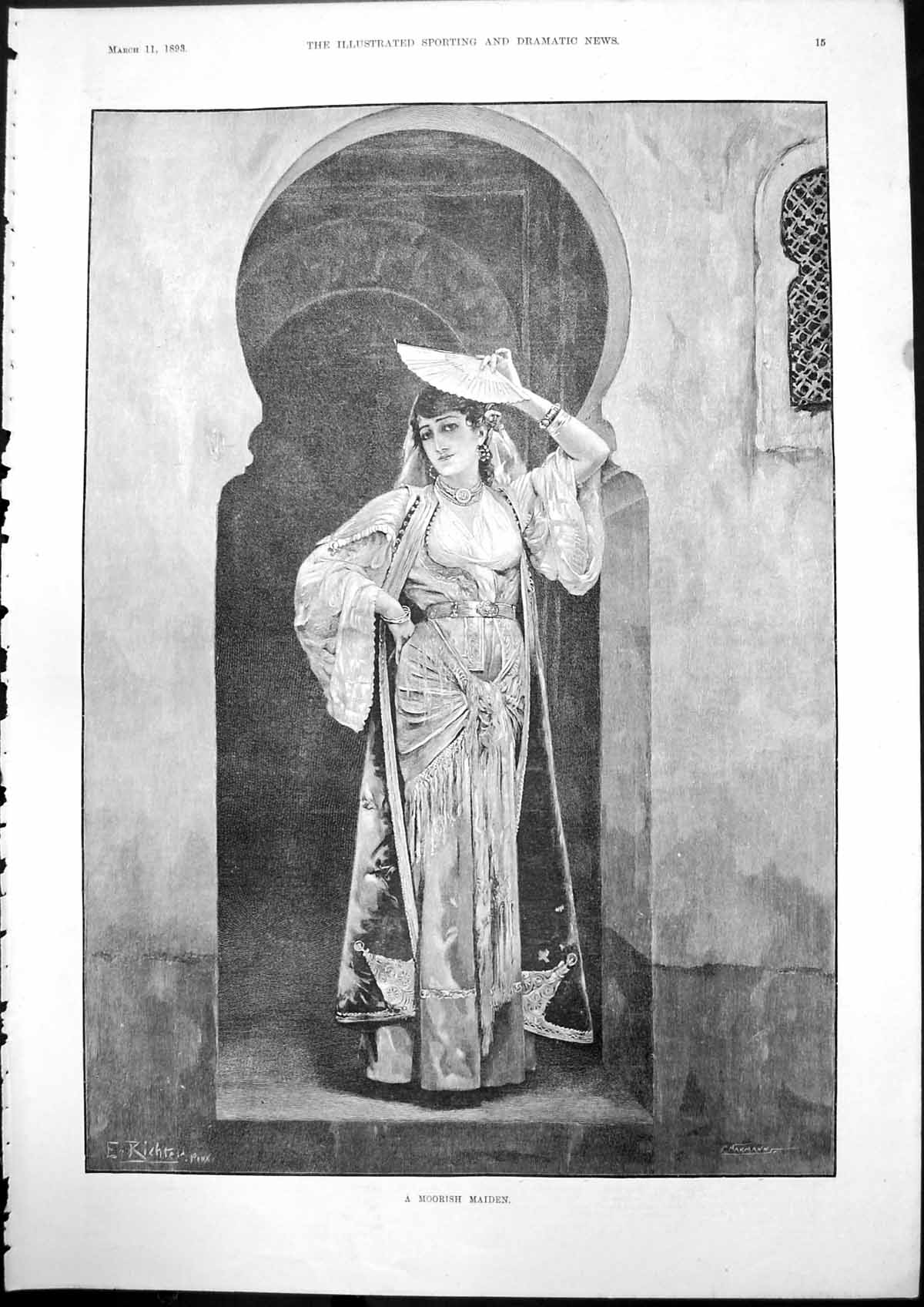 Antique Print Moorish Maiden Golf Players Mr J Moncreiff Mr Ce Hambro 1893 19th