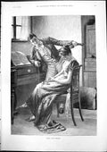 Old Antique Print Music Hath Charms Young Man Admiring Woman Piano 1893 19th