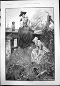 Antique Old Print Primroses Ge Robertson Portsmouth Road Cobham Hindhead 1893